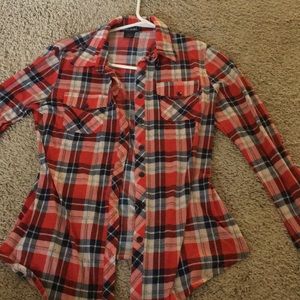 Wet Seal red plaid button up Size: Medium